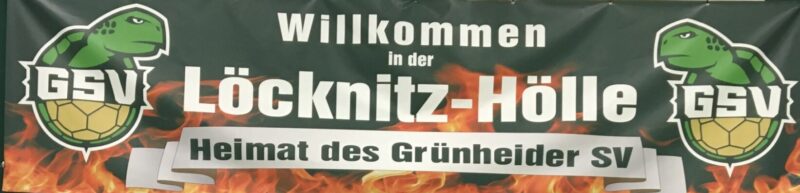 Banner des Grünheider Sportverein in der Löcknitzhalle Quelle: GSV