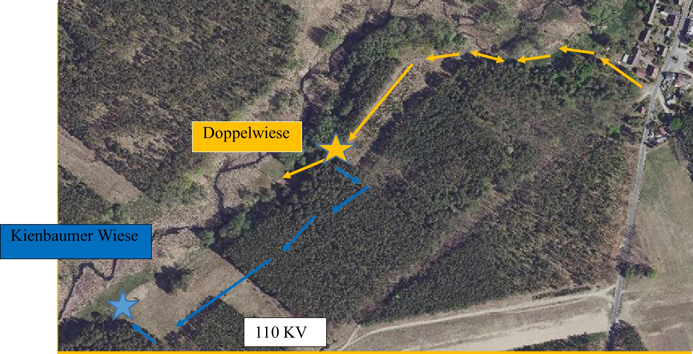 Anfahrt zum Arbeitseinsatz - Doppelwiese und Große Kienbaumer Wiese. Quelle: IG Löcknitztal