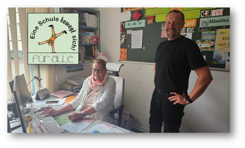 Visionen gehören einfach dazu: Schulleiterin Sabine Wilde-Balzer und ihr Kon-Rektor Thomas Coordes arbeiten mit Steuerungsgruppen an einem neuen Präventionskonzept namens „Weitblick“ und an der Fortschreibung des Schulprogramms unter dem Leitbild „Eine Schule bewegt sich – für alle!“. Foto/Montage: Anke Beißer