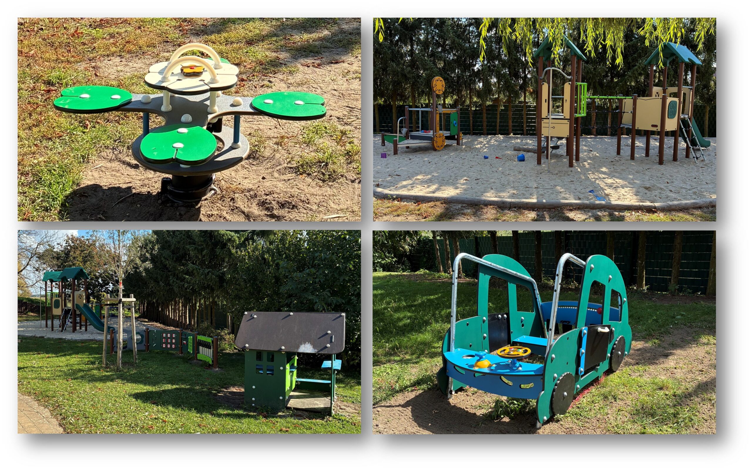 Große Vielfalt: Die Spielbereiche in der Kageler Kita Wasserfrösche ist gleich durch mehrere neue Geräte aufgewertet worden. Fotos: Katrin Erfurth/Montage: Anke Beißer