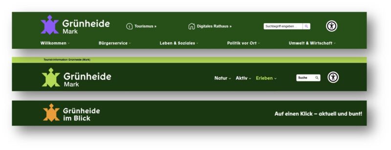 Einheitliches Erscheinungsbild: Drei Grünheider Seiten mit neuem Gesicht Screenshot/Montage: Anke Beißer