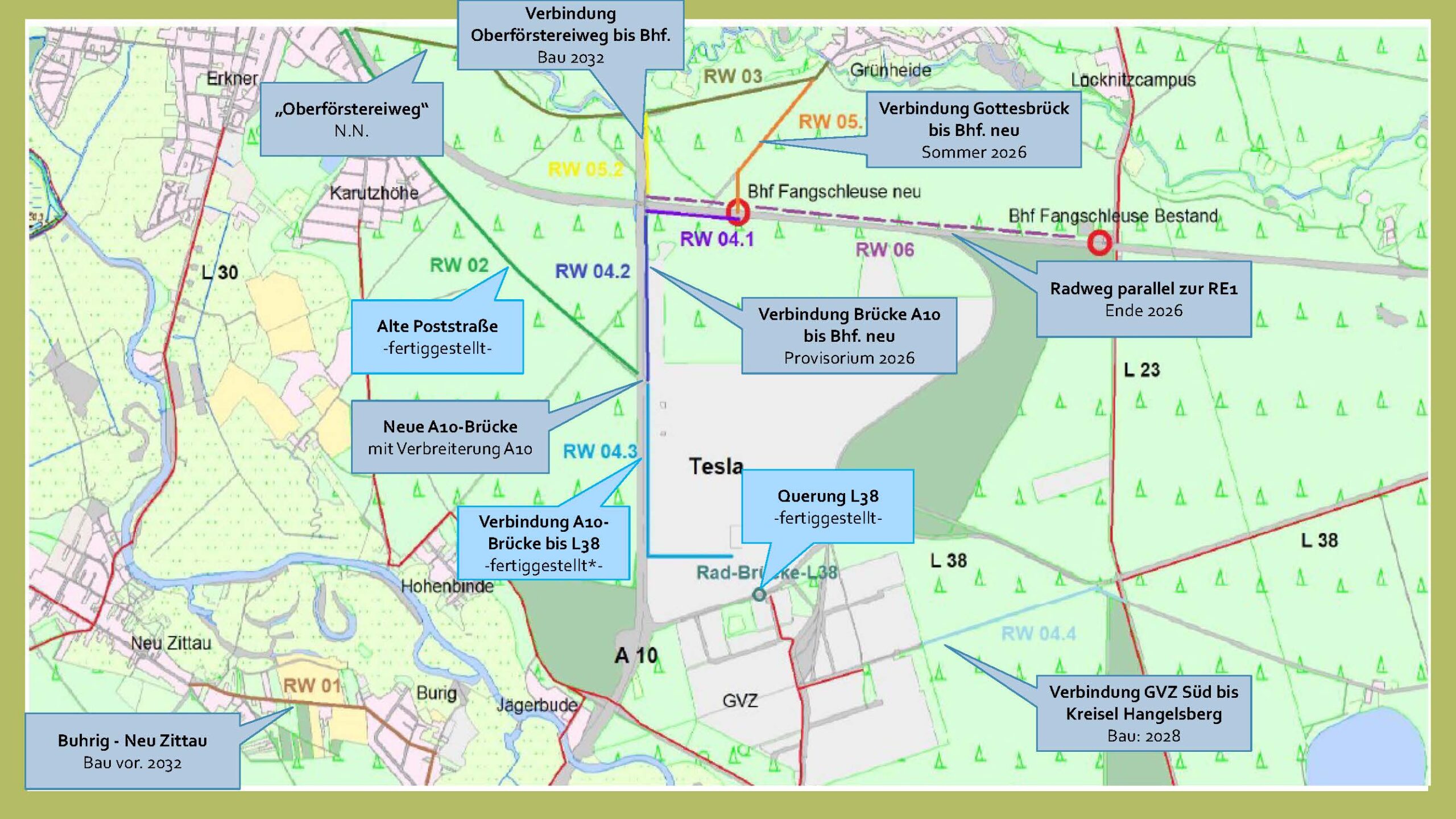 Radwegenetz auf dem Papier: Das Kon zept des Landkreises wurde hinsichtlich der Umsetzung zeitlich angepasst. Quelle: Landkreis Oder-Spree