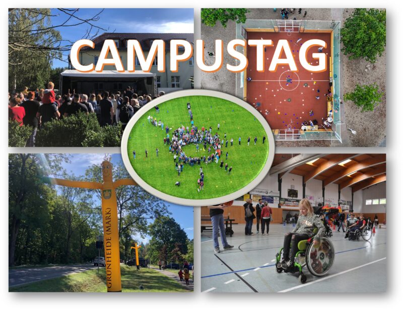 Jede Menge Abwechslung garantiert: Der Campustag erweist sich in jedem Jahr als Publikumsmagnet. Bilder aus vergangenen Jahren machen neugierig auf die 2026er-Ausgabe am 5. September. Fotos: Ariane Kaatz (3), DroneMasters (2)/Montage: Anke Beißer
