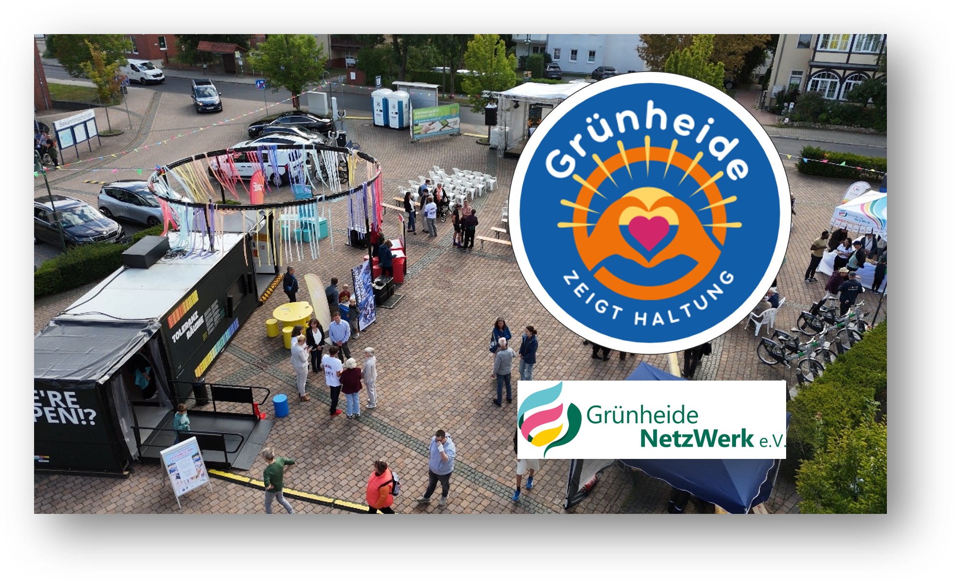 Eine Woche voller Begegnungen: Auf dem Marktplatz können bis zum Sonntag (30. August) Toleranzräume erkundet werden. Foto: Tobias Lindh/Montage: Anke Beißer