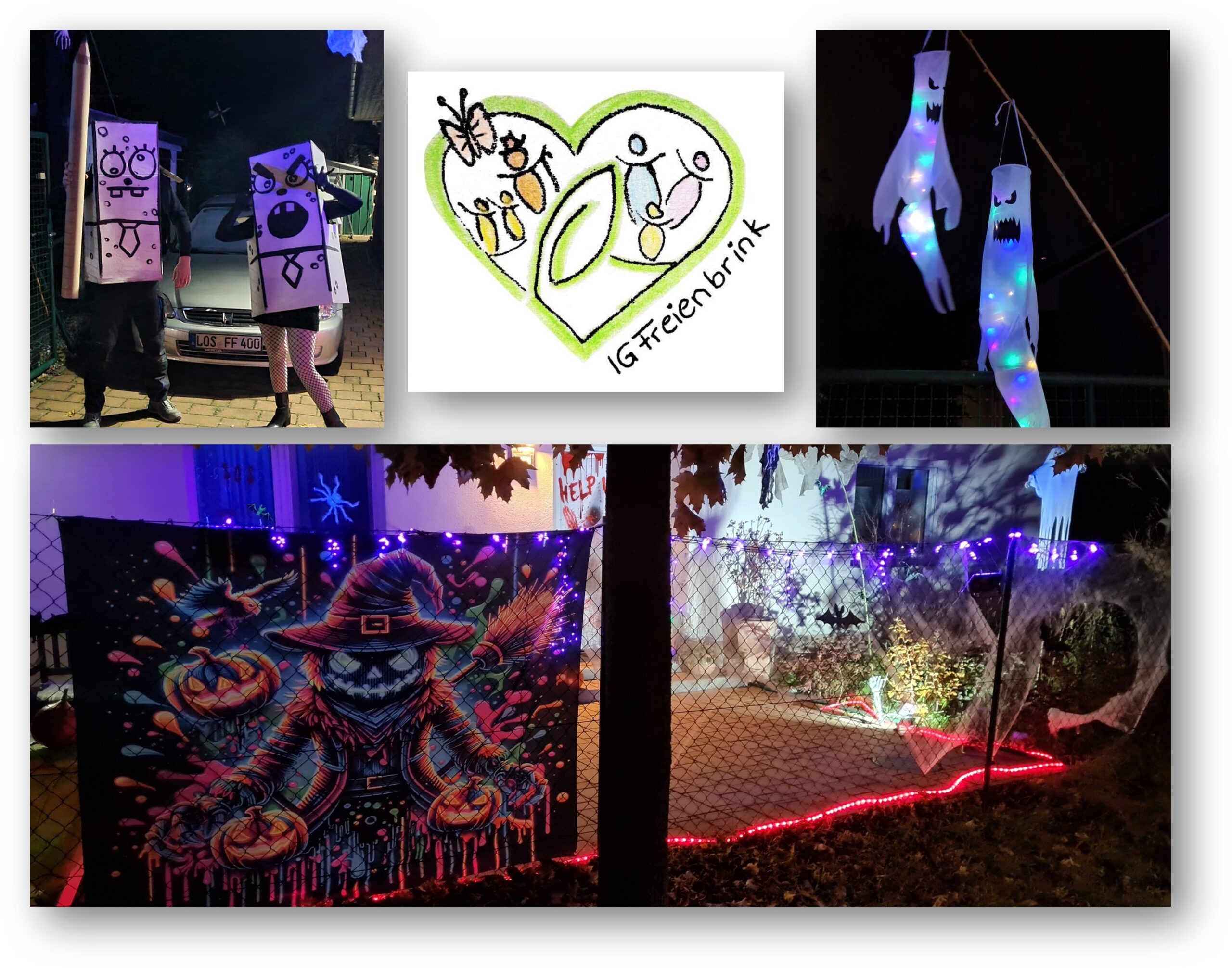 Mit viel Liebe zum Detail: In Freienbrink wird den Spaziergängern an Halloween nicht nur das Gruseln gelehrt. Fotos: Jens Matzke/Monatge: Anke Beißer