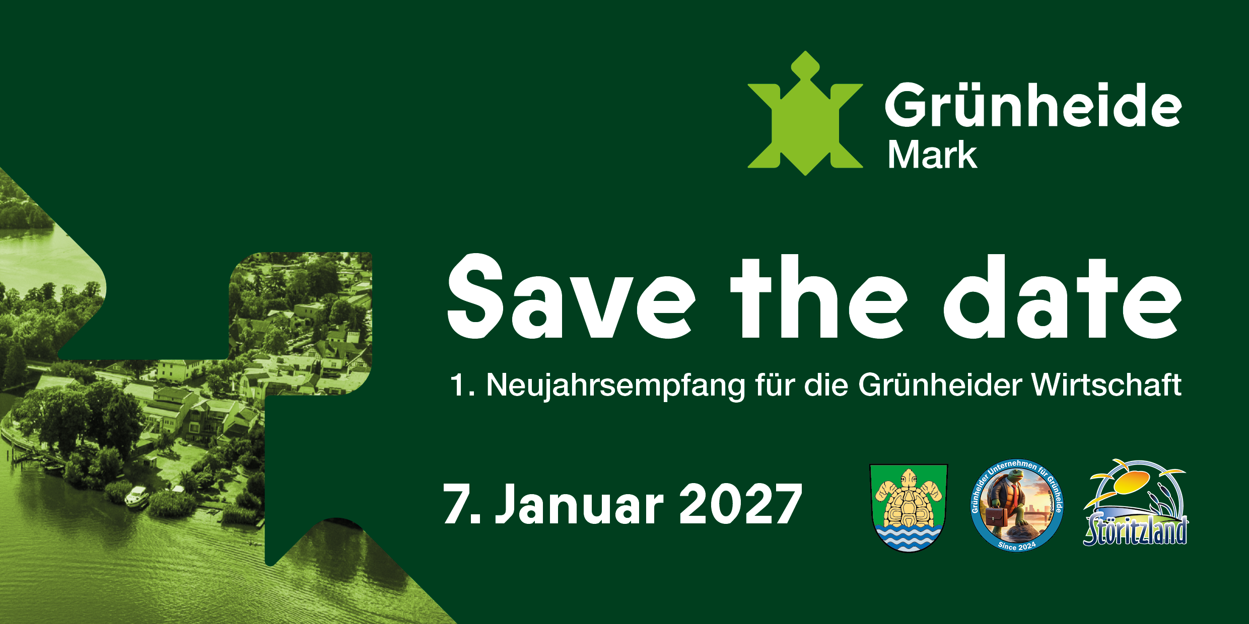 Flattern gerade in die Briefkästen: Aktuell werden Einladungen für den ersten Neujahrsempfang der Grünheider Wirtschaft verschickt. Quelle: Unternehmernetzwerk Grünheide (Mark)